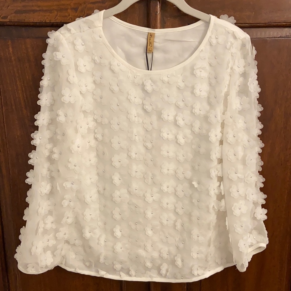 Kan Fei organza floral top